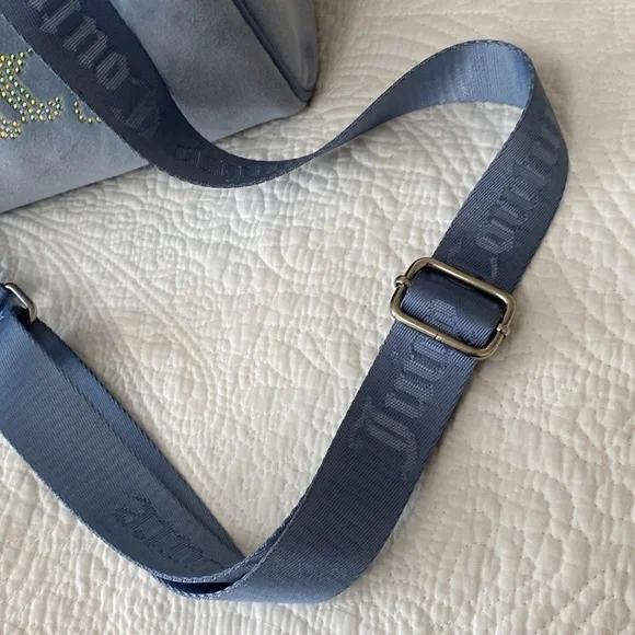 Juicy Couture Slate Blue Obsession Velour Satchel - Picture 12 of 13